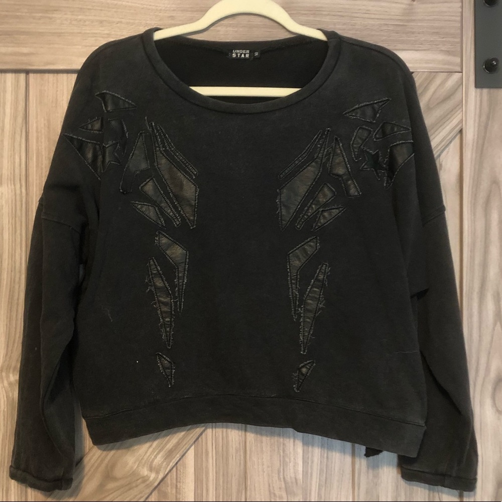 Crop Sweatshirt with pleather detail